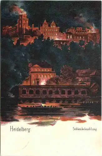 Heidelberg - Schlossbeleuchtung - Litho -705494