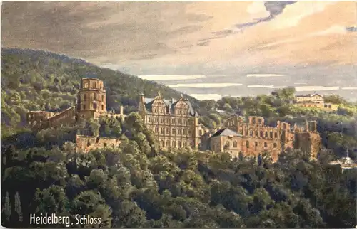 Heidelberg - Schloss - Künstler Ak -705482