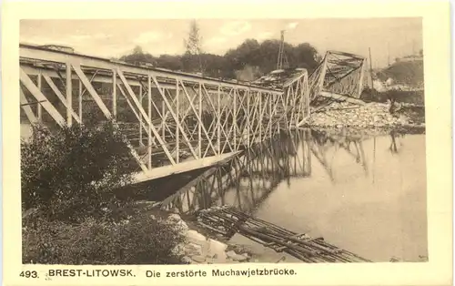 Brest-Litowsk - Die zerstörte Muchawjetzbrücke -705782