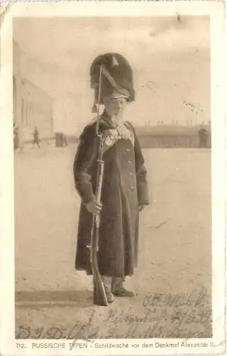 Russische Typen - Schildwache vor dem Denkmal Alexander II - Feldpost -705798