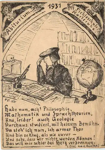 Karlsruhe - Fichteschule Abiturium 1931 - Studentika -706546