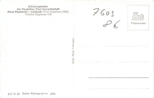 Lierbach - Erholungsheim der Deutschen Post Gewerkschaft - Oppenau -706674