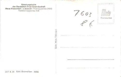 Lierbach - Erholungsheim der Deutschen Post Gewerkschaft - Oppenau -706676