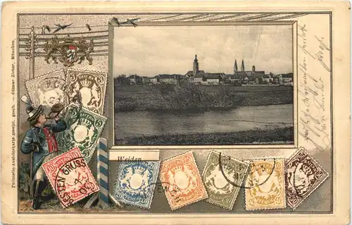 Weiden - Litho Briefmarken - Prägekarte -707242