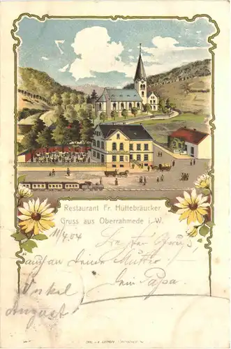 Gruss aus Oberrahmede i. W. - Restaurant Fr. Hüttebräucker - Litho - Lüdenscheid -707748