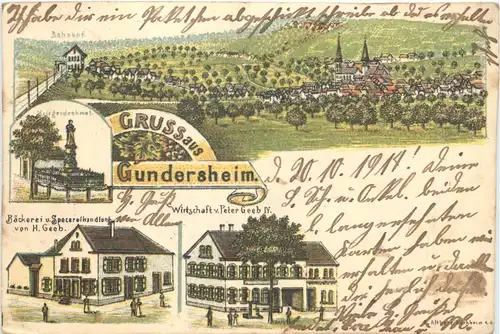 Gruss aus Gundersheim - Litho -707936