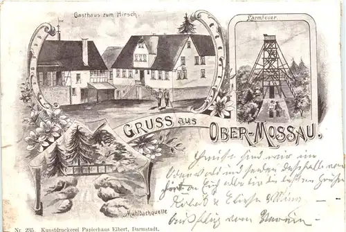 Gruss aus Ober-Mossau - Gasthaus zum Hirsch - Litho -708032
