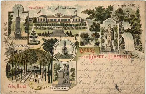 Gruss von der Hardt in Elberfeld - Litho -708018