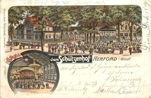 Herford - Gruss vom Schützenhof - Litho -708006