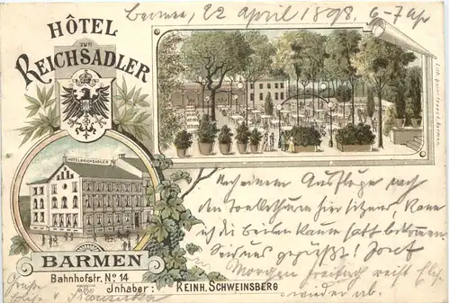 Barmen - Hotel zum Reichsadler - Litho -708026