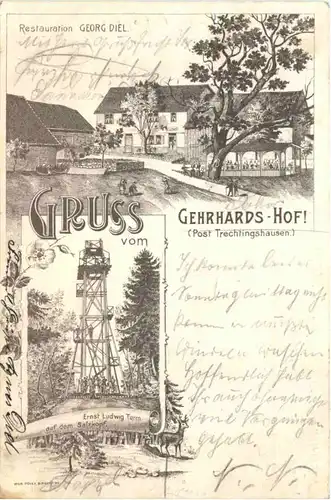 Gruss vom Gehrhards hof - Trechtingshausen - Litho -708054