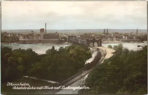 Mannheim - Rheinbrücke mit Blick auf Ludwigshafen -708116