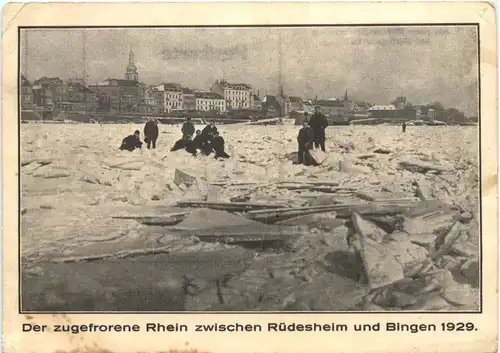 Der zugefrorene Rhein zwischen Rüdesheim und Bingen 1929 -708574