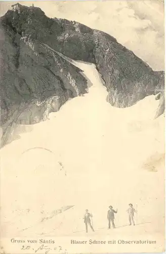 Gruss vom Säntis - Blauer Schnee mit Observatorium -710830