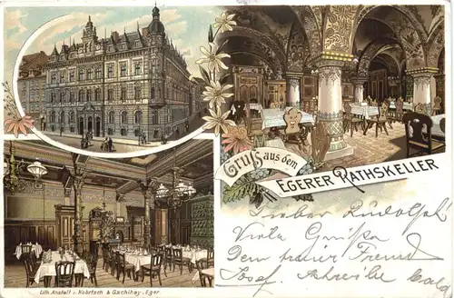 Eger - Gruss aus dem Egerer Rathskeller - Litho -710978