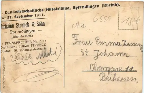 Sprendlingen - Landwirtschaftliche Aussellung 1911 -712350