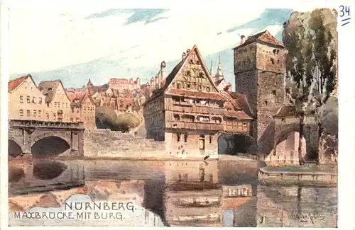 Nürnberg - Maxbrücke mit Burg -712758