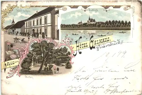 Wiedenbrück - Gruss vom Hotel Gelnhaus - Litho -712998