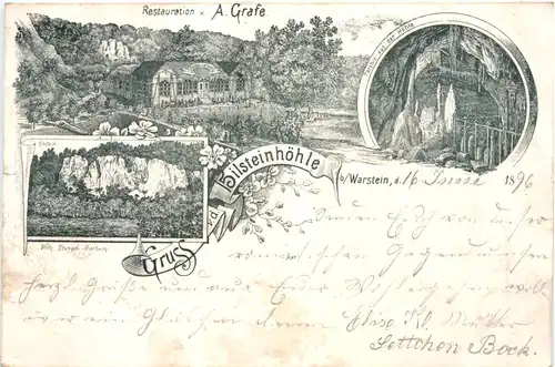 Gruss von der Bilsteinhöhle bei Warstein - Litho -713008