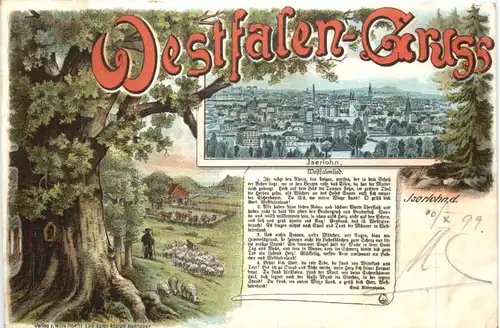 Iserlohn - Westfalen-Gruss - Litho -713418
