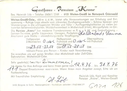 Weiten-Gesäss im Odenwald - Gasthaus Krone -713646