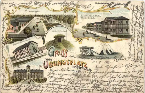 Gruss vom Übungsplatz bei Darmstadt - Litho -713762