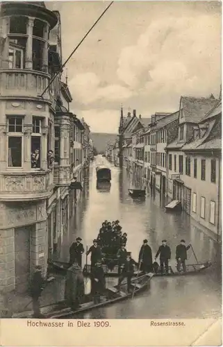 Hochwasser in Diez 1909 - Rosenstrasse -714142