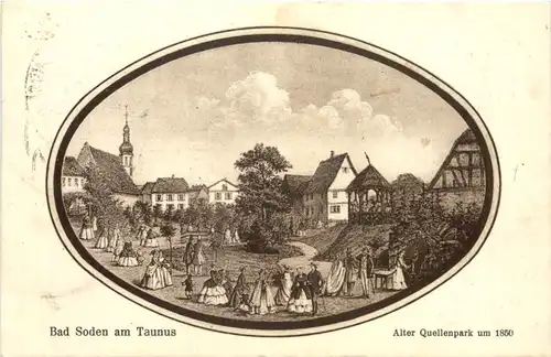 Bad Soden am Taunus - Alter Quellenpark um 1850 -714260