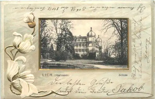 Lich Oberhessen - Schloss - Prägekarte -714510