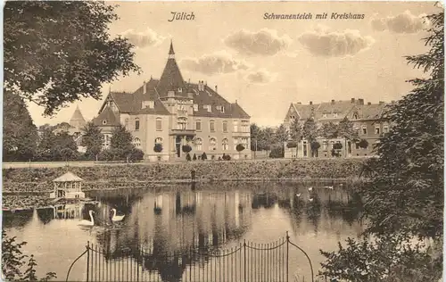 Jülich - Schwanenteich mit Kreishaus -715538