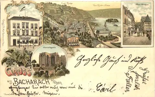 Gruss aus Bacharach - Litho -716154