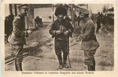 Deutsche Offiziere im Gespräch mit einem Bauern - Feldpost -716852