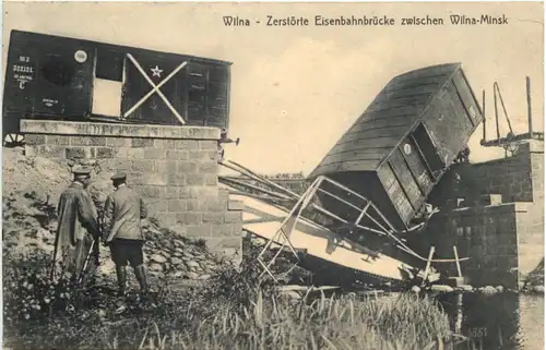 Wilna - ZerstörteEisenbahnbrücke zwischen Wilna-Minsk -716924