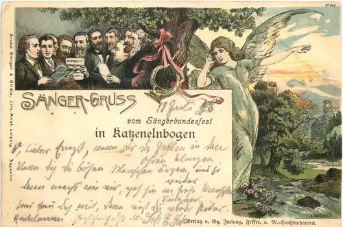 Sänger-Gruss vom Sängerbundesfest in Katzenelnbogen - Litho -717810