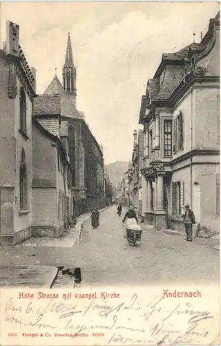 Andernach - Hohe Strasse mit evangel. Kirche -718014