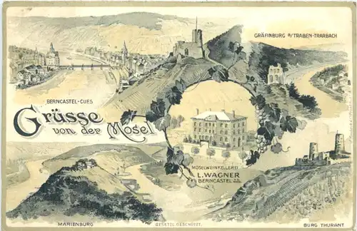 Bencastel-Cues - Gruss von der Mosel - Litho -718420