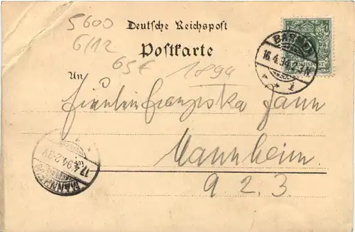 Gruss vom Jägerhof - Vorläufer Litho 1894 - Barmen -718440