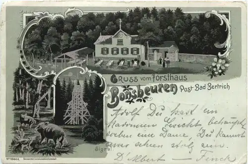 Gruss vom Forsthaus Bonsbeuren - Post Bad Bertrich - Litho -718632