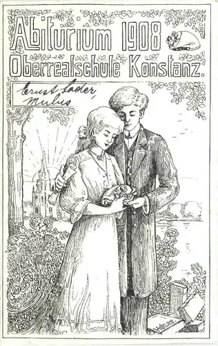 Konstanz - Abiturium 1908 Oberrealschule - Studentika -722186