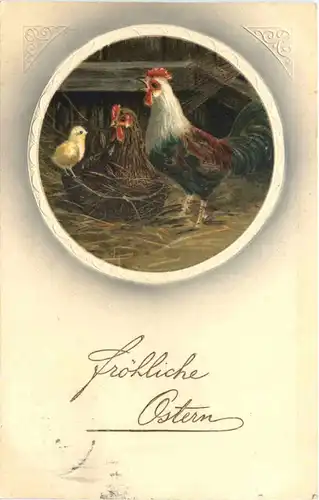 Ostern - Prägekarte - Hühner -721814