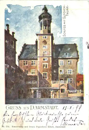 Gruss aus Darmstadt - Schloss mit Glockenturm -722420