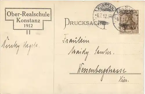 Konstanz - Abitur Ober Realschule 1912 - Studentika -722286