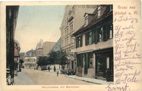 Gruss aus Höchst am Main - Hauptstrasse mit Marktplatz - Frankfurt -722476