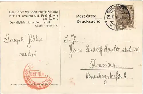 Konstanz - Abiturium Gymnasium 1916 - Studentika -722228