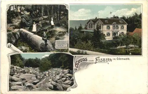 Gruss vom Felsberg im Odenwald - Litho -722432