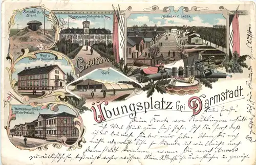 Gruss vom Übungsplatz bei Darmstadt - Litho -722428