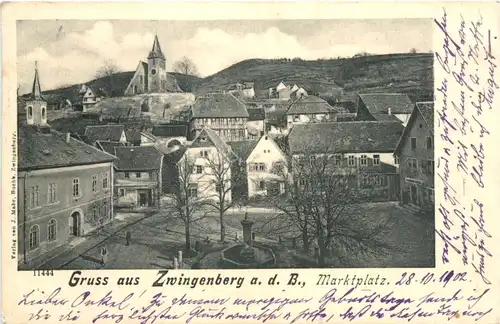 Gruss aus Zwingenberg an der Bergstrasse - Marktplatz -722662