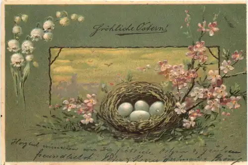Ostern - Prägekarte - Eier - Blumen -722056