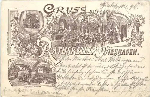 Wiesbaden - Gruss aus dem Ratskeller - Vorläufer 1894 -722718