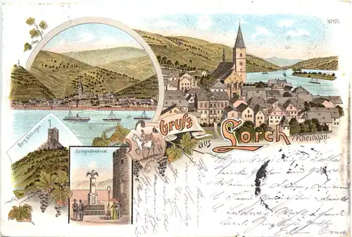 Gruss aus Lorch am Rhein - Litho -722772